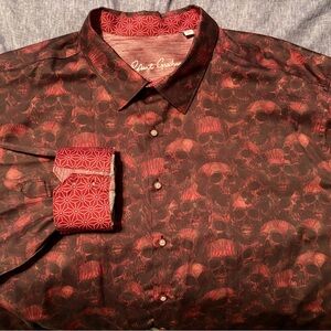 Robert Graham Burgundy Skull Pattern Shirt